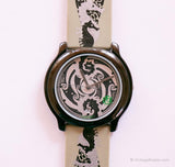 Vintage Black-Case Adec Watch | Bohemian Black & White Quartz Watch