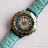 1994 Swatch Sdn109 en vague montre | Bleu vintage Swatch Scuba