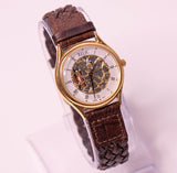 كلاسيكي Relic بواسطة Fossil Women's Watch Skelton Dial & Brown Leather Strap