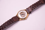 كلاسيكي Relic بواسطة Fossil Women's Watch Skelton Dial & Brown Leather Strap