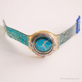 Vintage 1995 Swatch Gouttes d'eau SDK123 montre | Bleu Swatch montre