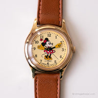 Ton d'or Minnie Mouse Dames montre | Ancien Lorus V515-6080 A1 montre