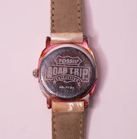 Retro Fossil Uhr Für Frauen mit farbenfrohen Koffer und Marmor-Effekt-Riemen