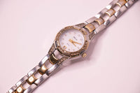 Two-tone Relic Women's Watch with Mother of Pearl Dial & Gemstones