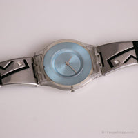 2001 Swatch SFK130 SILVER MESHSTREAM BLUE | RARE Swatch Skin Watch