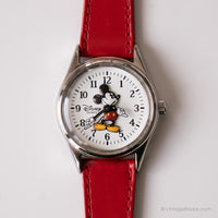 Sangle rouge vintage Mickey Mouse montre | Disney Quartz au Japon montre