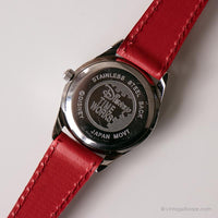 Correa roja vintage Mickey Mouse reloj | Disney Cuarzo de Japón reloj
