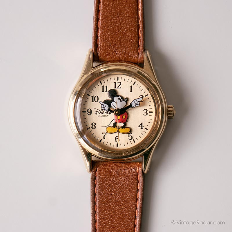 Vintage Gold-tone Mickey Mouse Watch | Elegant Disney Quartz Watch ...