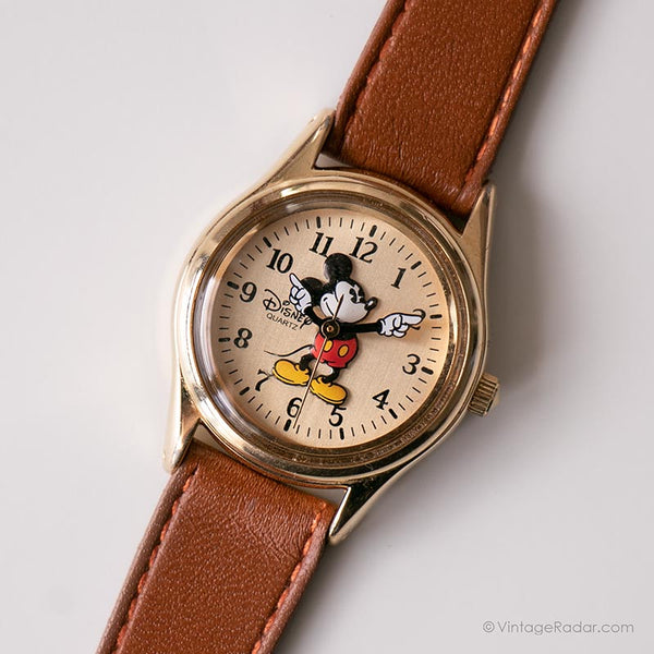 Vintage Gold-tone Mickey Mouse Watch | Elegant Disney Quartz Watch