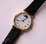 Fase de luna de piraña vintage reloj | Fase de lunar clásica de tono de oro reloj