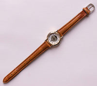 Fase de luna de Milán vintage rara reloj con pulsera de cuero marrón