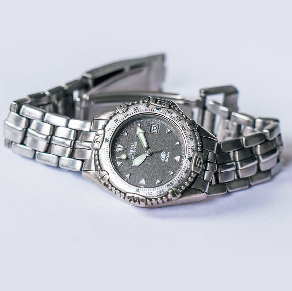 Silver-tone Fossil Blue Watch | Unisex Fossil Watch Small Wrist Sizes - Vintage Radar