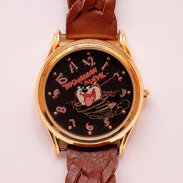Schwarzes Zifferblatt Armitron Uhr | 90er Jahre Looney Tunes Tasmanian Devil Uhr