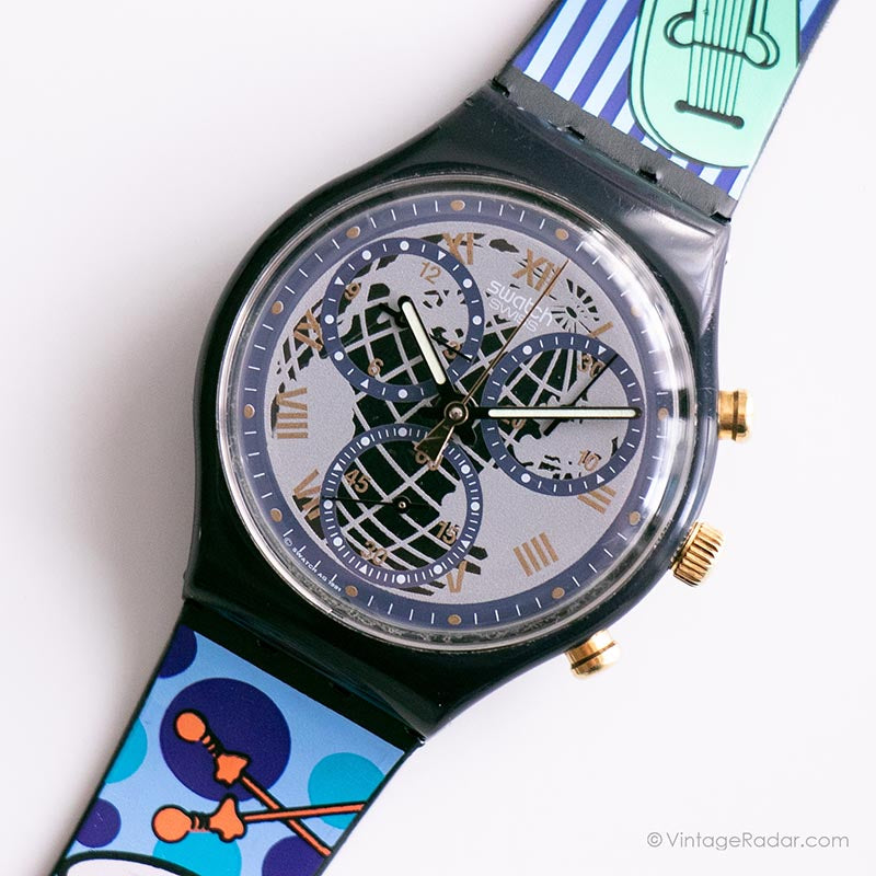 Vintage 1991 Swatch SCN104 TIMELESS ZONE Watch | 90s Swatch Chrono