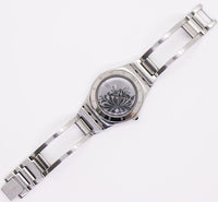 2006 Schwarze Blumen YLS146 swatch Ironie | Silber und schwarzer Jahrgang swatch Uhr