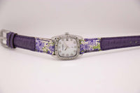 Boho-Chic Vintage Fossil Watch for Ladies with Purple Floral Bracelet