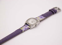 Boho-Chic Vintage Fossil Watch for Ladies with Purple Floral Bracelet