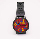 Retro Guess reloj Para hombres y mujeres con dial rojo | Largo Guess reloj