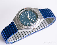 1993 Swatch YGS400G Happy Joe Flip Uhr | 90er Jahre blaue Ironie groß Swatch