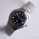 Vintage 1996 Swatch YGS407 negro orobka reloj | Tono plateado de los 90 Swatch