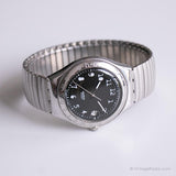 Vintage 1996 Swatch YGS407 negro orobka reloj | Tono plateado de los 90 Swatch