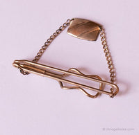 Classic Vintage Gold Cufflinks, Tie Clip with Chain and Tie Tack Pin