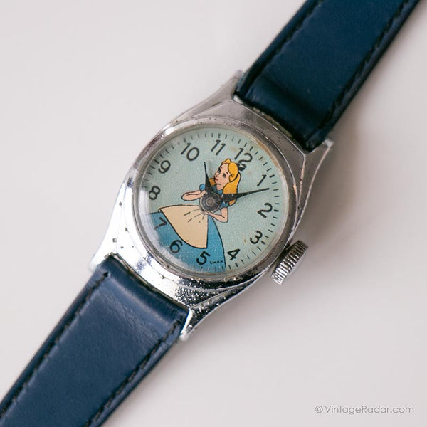 Vintage Alice im Wunderland Uhr für sie | 1960er Jahre Zeit mechanisch Uhr