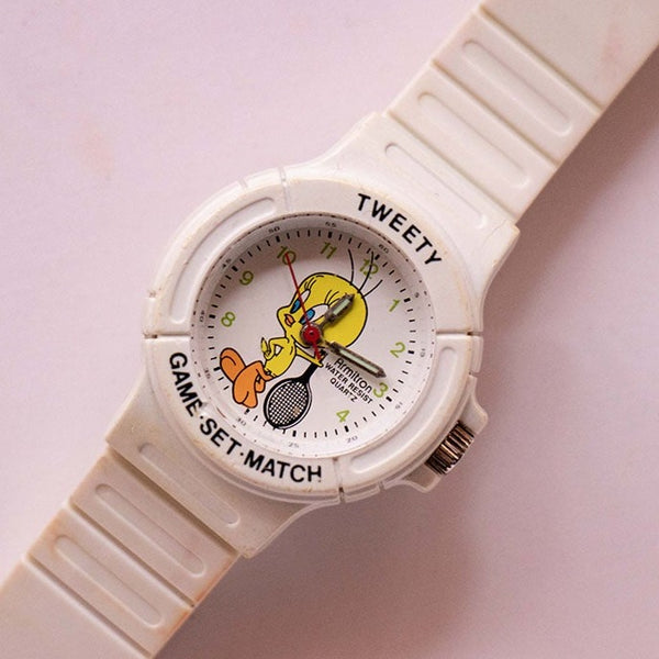 أبيض Tweety عصفور Looney Tunes ساعة خمر | 90s Armitron راقب