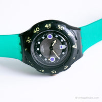 خمر 1992 Swatch SDB102 Shamu Black Wave Watch | 90s Swatch Scuba