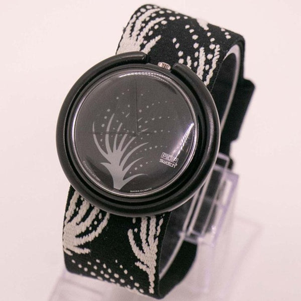 Feux d'artifice vintage PWB158 Pop swatch | Rare des années 1990 Pop noire swatch montre
