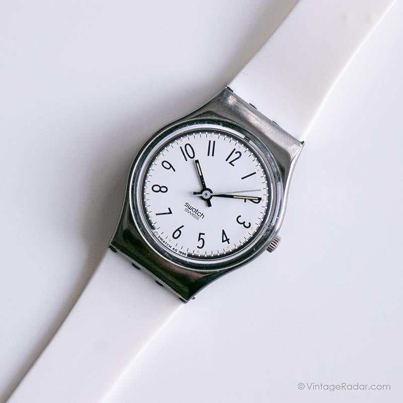 1990 Swatch LX103 DARJEELING Watch | White Vintage Swatch Lady