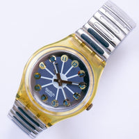 Segmento azul GK148 Vintage Swatch reloj | Esqueleto suizo reloj