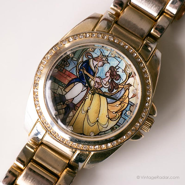 Tone d'or vintage Disney Robe montre | Princesse Belle Mesdames montre