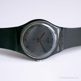 Rare 1985 Swatch GB105 Blackout montre | Vintage noir Swatch Gant