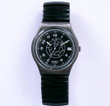 Plumes en acier des années 80 gx406 noir swatch montre | Date de 1989 swatch Gant