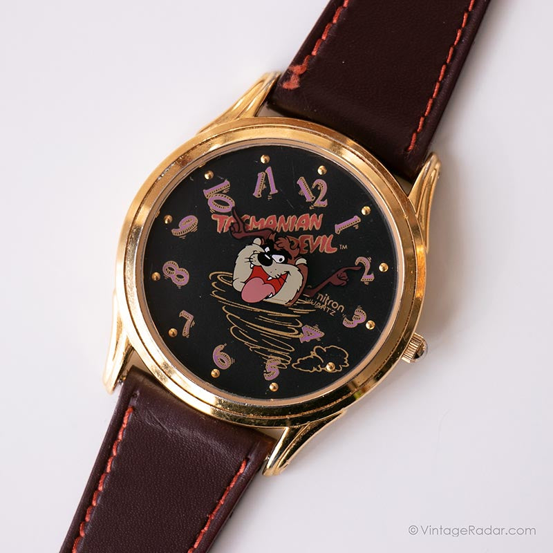 Devilious Watch Vintage 1992 Tasmanian Devil Watch | Gold Looney Tunes Armitron Watch ...
