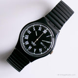 1990 Swatch GB722 Nero montre | Date noire vintage Swatch montre