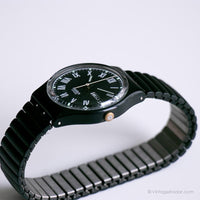 1990 Swatch GB722 Nero reloj | Fecha negra vintage Swatch reloj
