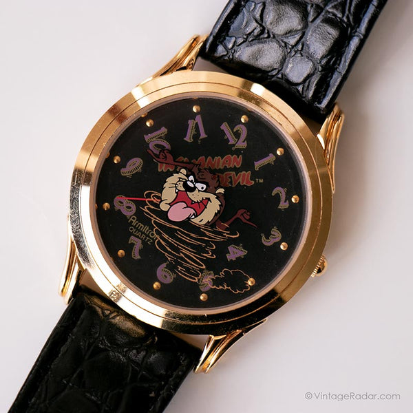 Negro Tasmanian Devil Armitron reloj | Antiguo Looney Tunes reloj