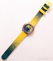 Life jaune et bleu vintage par ADEC montre | Citizen Quartz d'alarme montre