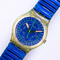 Blue 90s Dropá GK708 Swatch reloj | Geométrico suizo Swatch Caballero reloj