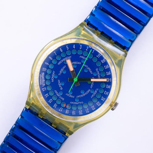 Blue 90s DROPÁ GK708 Swatch Watch | Geometric Swiss Swatch Gent Watch