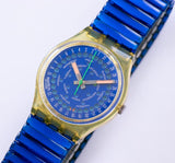Blue 90s DROPÁ GK708 Swatch Watch | Geometric Swiss Swatch Gent Watch