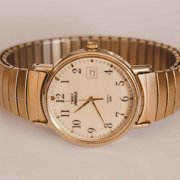 Vintage 1990s Gold Timex Indiglo Date Watch | 90s Elegant Timex Watch