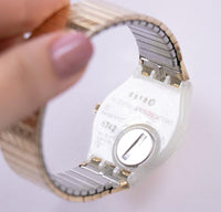 RARE 1999 GOLDPAPIER GW124 Gold Swiss Swatch Watch with Original Box