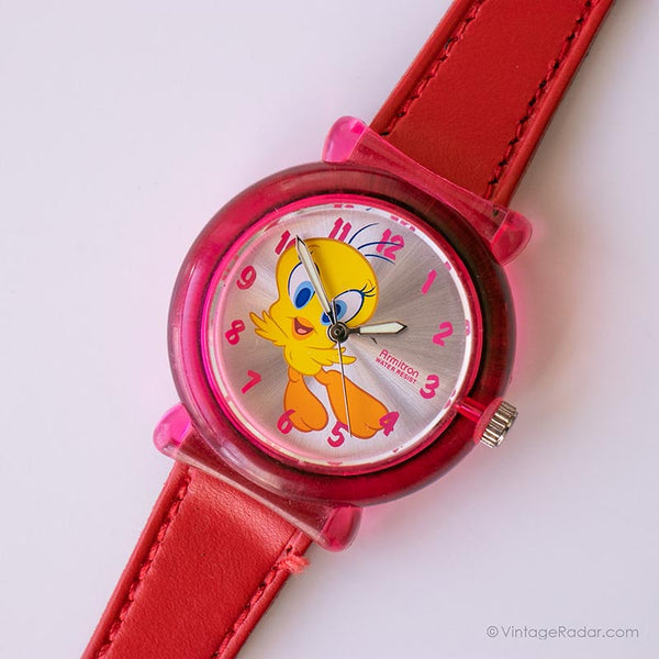 Rojo vintage Tweety reloj para damas | Looney Tunes Armitron reloj