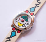 Vintage White Tribal Adec by Citizen Watch | 35mm Colorful Quartz Watch