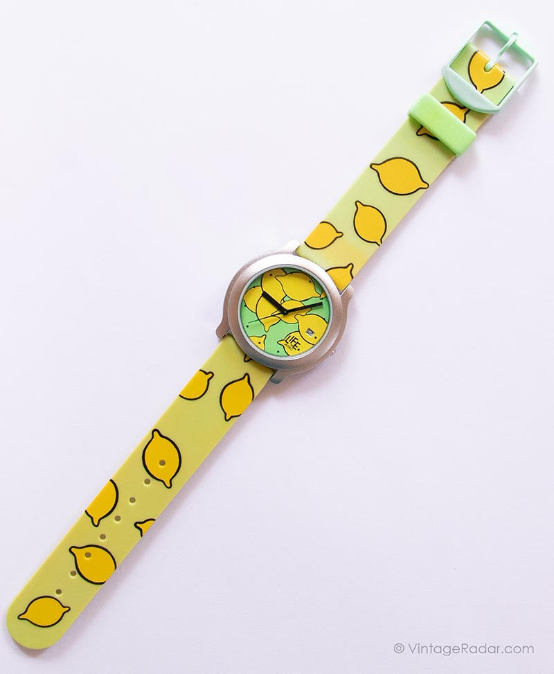 Vintage Life by Adec Lemon Watch | Yellow & Green Lemon Print Watch ...