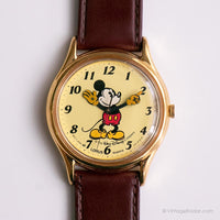 Antiguo Mickey Mouse Lorus V515-6000 A1 reloj | Tono dorado Disney reloj