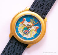 Goldener Wappen von Waffenleben von ADEC Uhr | Vintage Japan Quarz Uhr
